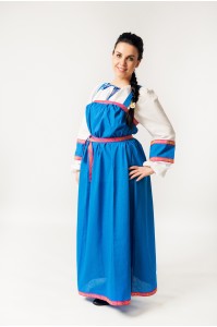 Русский народный сарафан для женщин "Марфуша" синий